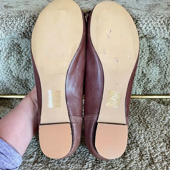 Jeffrey Campbell Daffy Kiltie Ballet Flats Shoes Size 7.5 Luggage Brown Leather - Picture 5 of 6